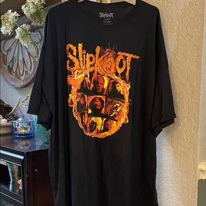 Men’s Slipknot Black Graphic Band T-Shirt with Fiery Print